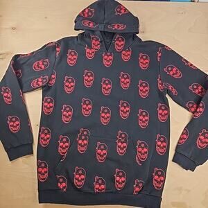 Death Core Spite Red Skull Pentagram Black Large Hoodie Cult